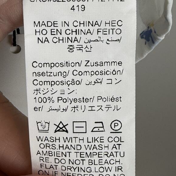 Dazy Floral Top Women Small White Blue Long Peasant Sleeve Button Up Cottagecore - Picture 5 of 8